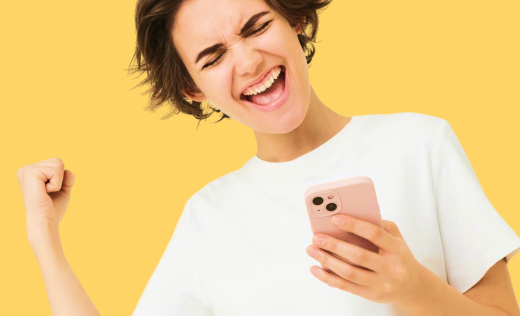 Happy woman with phone